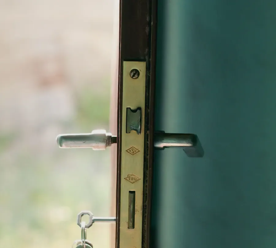 Open door showing the locking edge and handle – checking for lock repair or replacement in Hastings with the door open, Locksmith Hastings